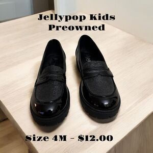 Jellypop Girl Black Faux Leather with Metallic Glitter Accents Size 4M (Girls)